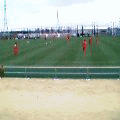 試合前の練習風景