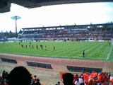 試合前の練習風景