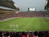 試合前のアップ中